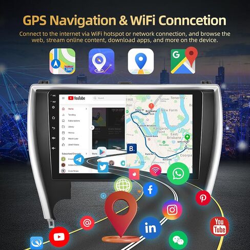 EKAT [2+64G] ستيريو سيارة Android لسيارة Toyota Camry 2015 2016 2017 مع Carplay اللاسلكي وAndroid Auto - راديو بشاشة لمس عالية الدقة 10 بوصة مع صوت EQ DSP ونظام تحديد المواقع العالمي (GPS) وواي فاي وSWC وراديو FM RDS + كاميرا احتياطية AHD in Saudi Arabia