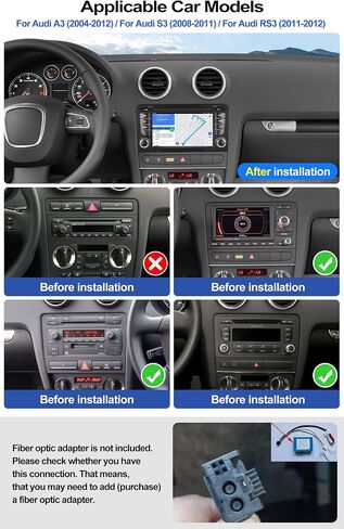 راديو سيارة 2G+32G لسيارة Audi A3 S3 RS3 مع CarPlay لاسلكي Android Auto 7 بوصات Android 13 راديو شاشة تعمل باللمس ستيريو بلوتوث نظام تحديد المواقع والملاحة WiFi FM/RDS وحدة رئيسية + كاميرا احتياطية AHD in Saudi Arabia