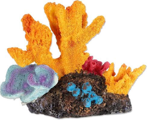 Aquarium Coral Reef Decor, Artificial Coral Reef Decor, Resin Coral Decoration Ornament, Suitable for Goldfish Betta Fish Fish Tank Decoration Accessory, 4.72"x2.76"x3.74", Orange in Kuwait