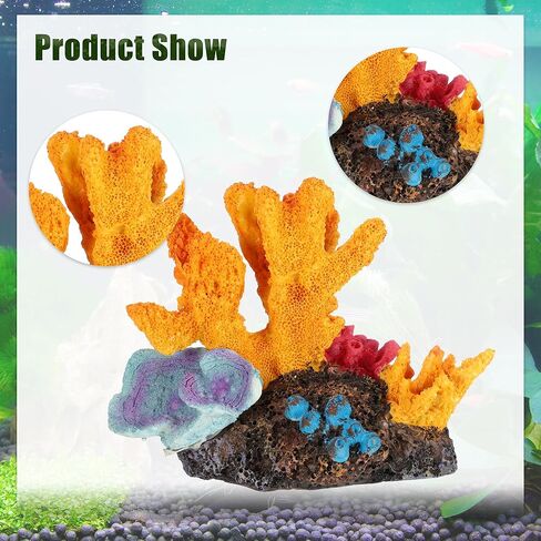 Aquarium Coral Reef Decor, Artificial Coral Reef Decor, Resin Coral Decoration Ornament, Suitable for Goldfish Betta Fish Fish Tank Decoration Accessory, 4.72"x2.76"x3.74", Orange in Kuwait