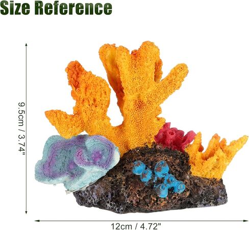 Aquarium Coral Reef Decor, Artificial Coral Reef Decor, Resin Coral Decoration Ornament, Suitable for Goldfish Betta Fish Fish Tank Decoration Accessory, 4.72"x2.76"x3.74", Orange in Kuwait