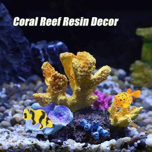 Aquarium Coral Reef Decor, Artificial Coral Reef Decor, Resin Coral Decoration Ornament, Suitable for Goldfish Betta Fish Fish Tank Decoration Accessory, 4.72"x2.76"x3.74", Orange in Kuwait