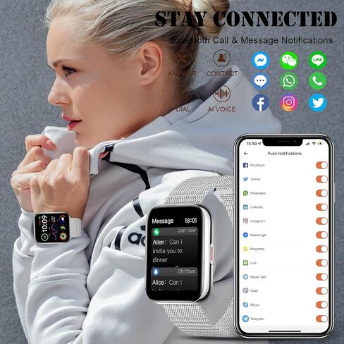 Smart Watch for Women,1.85"HD Smartwatch for Android & iPhone with 100 Sport modes,Fitness Watch with Bluetooth Call (Answer/Make), Fitness Tracker Heart Rate Sleep Monitor,Waterproof Women's Watch in Saudi Arabia