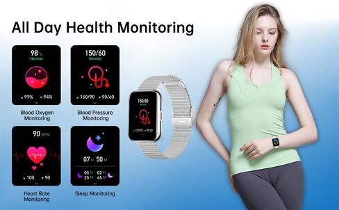 Smart Watch for Women,1.85"HD Smartwatch for Android & iPhone with 100 Sport modes,Fitness Watch with Bluetooth Call (Answer/Make), Fitness Tracker Heart Rate Sleep Monitor,Waterproof Women's Watch in Saudi Arabia