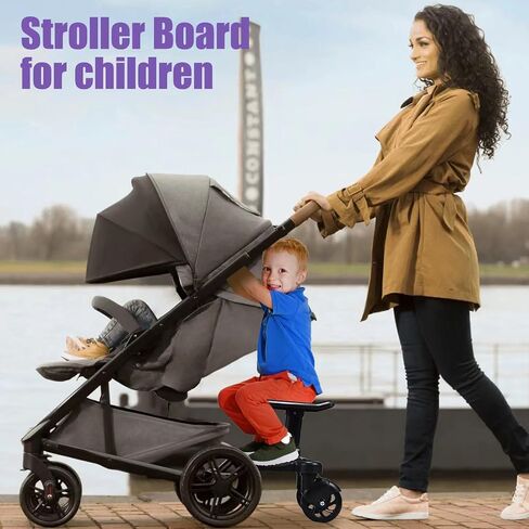 Universal Stroller Board, Buggy Board with Detachable Seat, 2 in1 Sit and Stand Stroller Glider Board with Stroller Organize,for 2-6-year-old Children(55lbs),Suitable for 99% of Strollers,White in Saudi Arabia