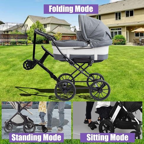 Universal Stroller Board, Buggy Board with Detachable Seat, 2 in1 Sit and Stand Stroller Glider Board with Stroller Organize,for 2-6-year-old Children(55lbs),Suitable for 99% of Strollers,White in Saudi Arabia