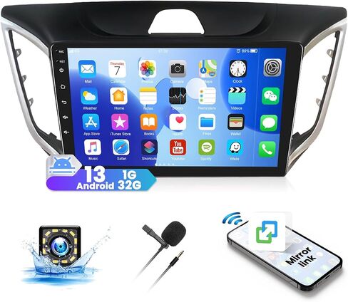 UNITOPSCI 1G+32G Android 13 راديو ستيريو للسيارة Hyundai Creta ix25 2015-2019 مع وصلة مرآة، 10.1 بوصة تعمل باللمس GPS وحدة رأس الملاحة مع بلوتوث، WiFi/FM/RDS/USB، كاميرا احتياطية/SWC/MIC in Saudi Arabia