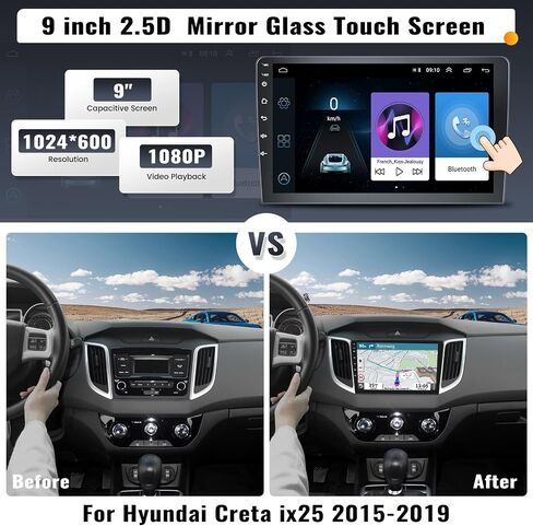 UNITOPSCI 1G+32G Android 13 راديو ستيريو للسيارة Hyundai Creta ix25 2015-2019 مع وصلة مرآة، 10.1 بوصة تعمل باللمس GPS وحدة رأس الملاحة مع بلوتوث، WiFi/FM/RDS/USB، كاميرا احتياطية/SWC/MIC in Saudi Arabia