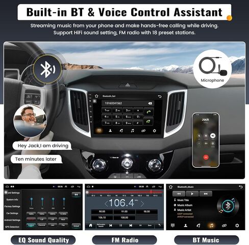 UNITOPSCI 1G+32G Android 13 راديو ستيريو للسيارة Hyundai Creta ix25 2015-2019 مع وصلة مرآة، 10.1 بوصة تعمل باللمس GPS وحدة رأس الملاحة مع بلوتوث، WiFi/FM/RDS/USB، كاميرا احتياطية/SWC/MIC in Saudi Arabia