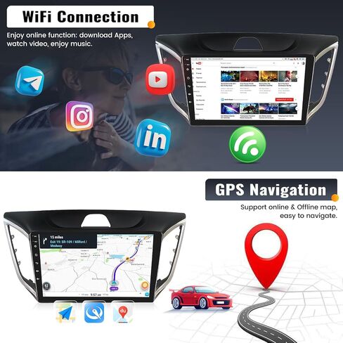 UNITOPSCI 1G+32G Android 13 راديو ستيريو للسيارة Hyundai Creta ix25 2015-2019 مع وصلة مرآة، 10.1 بوصة تعمل باللمس GPS وحدة رأس الملاحة مع بلوتوث، WiFi/FM/RDS/USB، كاميرا احتياطية/SWC/MIC in Saudi Arabia