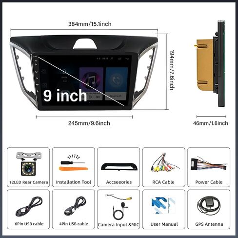 UNITOPSCI 1G+32G Android 13 راديو ستيريو للسيارة Hyundai Creta ix25 2015-2019 مع وصلة مرآة، 10.1 بوصة تعمل باللمس GPS وحدة رأس الملاحة مع بلوتوث، WiFi/FM/RDS/USB، كاميرا احتياطية/SWC/MIC in Saudi Arabia