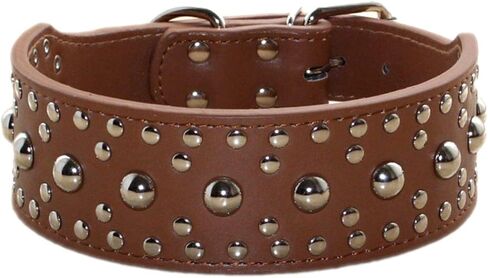 Spiked Studded Dog Collar, Mushrooms Rivets, Studded Leather, Medium & Large Dogs, Pitbull, Boxer, German Shepherd, Adjustable (L, Gold) in Kuwait