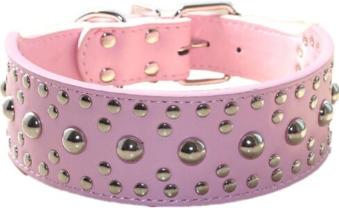 Spiked Studded Dog Collar, Mushrooms Rivets, Studded Leather, Medium & Large Dogs, Pitbull, Boxer, German Shepherd, Adjustable (L, Gold) in Kuwait