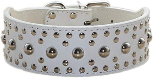 Spiked Studded Dog Collar, Mushrooms Rivets, Studded Leather, Medium & Large Dogs, Pitbull, Boxer, German Shepherd, Adjustable (L, Gold) in Kuwait