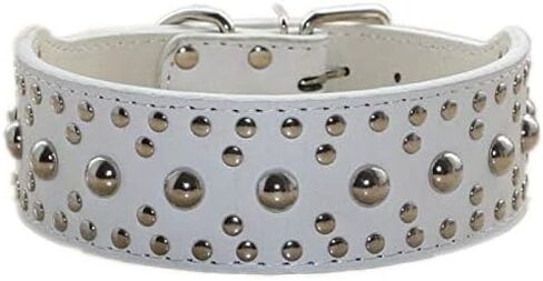 Spiked Studded Dog Collar, Mushrooms Rivets, Studded Leather, Medium & Large Dogs, Pitbull, Boxer, German Shepherd, Adjustable (L, Gold) in Kuwait