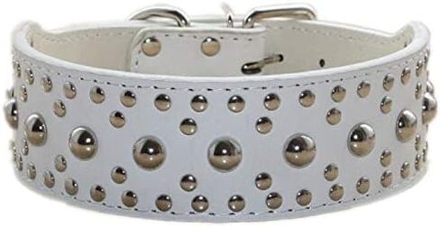 Spiked Studded Dog Collar, Mushrooms Rivets, Studded Leather, Medium & Large Dogs, Pitbull, Boxer, German Shepherd, Adjustable (L, Gold) in Kuwait