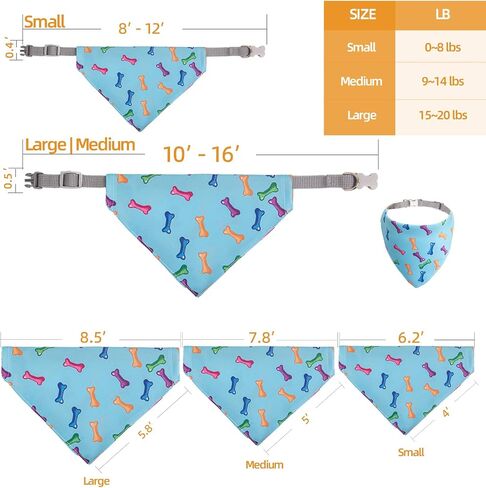 Dog's Collar with Bandanas for Small and Meidum Puppy Novelty Printed Pet Scarf,Colore Bone,Large in Saudi Arabia
