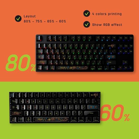 مجموعة QKA KEEB Xmas NEONight KEYCAP، ملف تعريف Cherry، أسود شفاف، مادة PC، 95 مفتاحًا، تخطيط 60%-65%-75%-80%، مفاتيح متوافقة مع MX in Saudi Arabia
