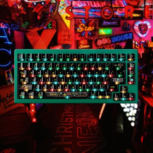 مجموعة QKA KEEB Xmas NEONight KEYCAP، ملف تعريف Cherry، أسود شفاف، مادة PC، 95 مفتاحًا، تخطيط 60%-65%-75%-80%، مفاتيح متوافقة مع MX in Saudi Arabia