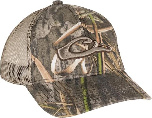 Drake Waterfowl 6-Panel Camo Mesh-Back Cap - Low-Profile 6-Panel Cotton Logo Cap with Adjustable Closure, One Size Fits Most in Saudi Arabia