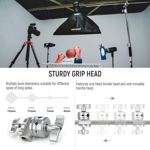NEEWER 10.5ft Stainless Steel Heavy Duty C Stand with Boom Arm, Quick Setup Base, Thicker Center Rod Max Load 44lb/20kg, Photography Light Stand with 4.2ft Holding Arm for Monolight Softbox, SC320Q in Saudi Arabia