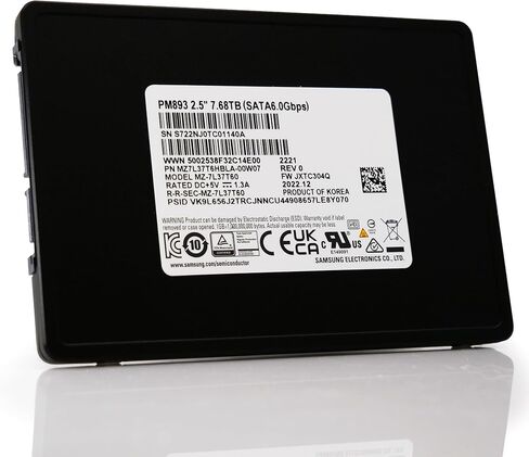 Samsung PM893 7.68 تيرابايت SATA SSD MZ7L37T6HBLA 6 جيجابايت/ثانية V6 2.5 بوصة 7 مم 1DWPD 5YR SED SSD محرك الحالة الصلبة in Saudi Arabia