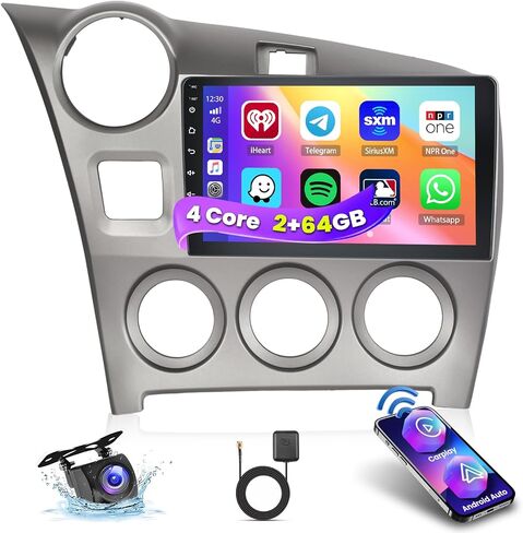 2+64G Android 13 Car Stereo Radio for Toyota Matrix (LHD) 2009-2014, 9'' HD Touch Screen Compatible with CarPlay Android Auto, AHD Backup Camera, Mirror Link, GPS, WiFi, DSP in Kuwait