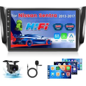 2+64G Android 13 Carplay Radio Touch Screen Car Stereo for Nissan Sentra 2013-2017, 10.1'' HD Compatible with Android Auto, AHD Backup Camera, Mirror Link, GPS, WiFi, FM RDS