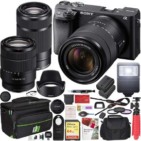 Sony a6400 Mirrorless Camera 4K APS-C Camera Body ILCE-6400B Bundle with Sigma 30mm F1.4 DC DN C Lens + Deco Gear Condenser Microphone + Travel Bag Case + Photo Video Software Kit + Accessories in Kuwait