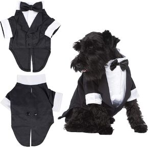 Parisian Pet Red Dog Shirt - Tartan Tux Black and White Dog Clothes - Stylish Dog Wedding Outfit - Lightweight Party Puppy Dress - Christmas Dog Shirts for Large Dogs 2XL