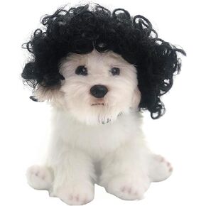 Halloween Funny Pet Wigs for Dogs, Cat Wigs.Dog Birthday, Dog Cosplay, Dog Costumes, Pet Wigs. (Black Curly Hair)