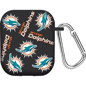 GAME TIME Miami Dolphins HD Case Cover Compatible with Apple AirPods Gen 1&2 (Stripes)