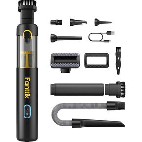 Fanttik Slim V8 Apex Car Vacuum, 19000PA High Power, 4 in 1 Portable Mini Vacuum, 2.5H Type-C Fast Charge, Up to 40 Mins Runtime, RobustClean Handheld Vacuum for Car, Home, Keyboard Cleaning, Blue