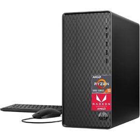 HP 2023 Newest Desktop, AMD Ryzen 5 5600G Processor (6-core), 16GB RAM, 1TB SSD, 2TB HDD, AMD Radeon Graphics, 8 USB Type-A Ports, Wired Keyboard and Mouse Combo, Wi-Fi, Bluetooth, Windows 11 Home