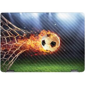 MightySkins Carbon Fiber Skin Compatible with Lenovo IdeaPad Flex 5 16" (2022) Full Wrap Kit - Flaming Soccer Ball | Protective, Durable Textured Carbon Fiber Finish | Easy to Apply | Made in The USA