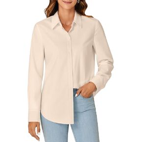 KIFOVEN Women's Button Down Shirt Long Sleeve Collared Office Work Business Blouse Top