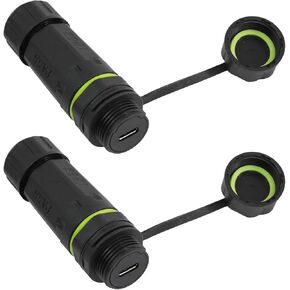 PENGLIN 2PCS Waterproof Type-c Panel Mount Connector, USB C Pass Through Coupler Female to Female, Type C 3.1 Extender Adapter for Outdoor Data Transfer/Charging