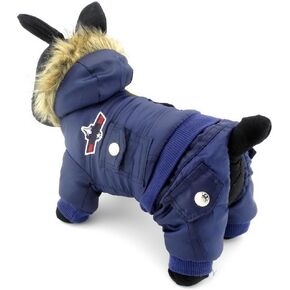 ZUNEA Padded Waterproof Small Dog Winter Jumpsuit Pet Puppy Jacket Coat Fleece Warm Snowsuit Airman Chihuahua Yorkie Outfits Clothes Apparel Brown S