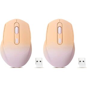 2 Pack Wireless Gradient Color Bluetooth Mouse,Dual Mode Rechargeable Silent Slim Laptop Mouse,Portable(BT5.2+USB Receiver) Computer Mice,for Laptop,Desktop,ipad Tablet,Phone,TV（Gradient Yellow）