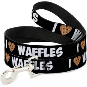Buckle-Down Dog Leash I Heart Waffles Text 6 Feet Long 1.5 Inch Wide