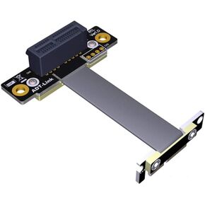 JMT ADT-R11SL-TL Dual 90Degree Right Angle PCIe 3.0 x1 to x1 Extension Cable 8G/BPS High Speed PCI Express 1x Riser Card Ribbon Extender (5cm)