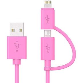 Apple MFi Certified 2 in 1 iPhone Charger Lightning Cable and Micro USB to USB Charger Cord, Compatible iPhone X, 8, 8 Plus,7 Plus, Android Data Cable 2 in 1 White(3 FT)