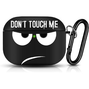 Compatible with AirPods Pro Case Don't Touch Me Black Cool Cover with Keychain Big Eyes Cute Cartoon Shockproof Airpod Cases Accessories Smooth Soft Protective Skin for Apple Airpods Pro