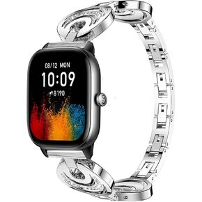 Compatible for Amazfit GTS 4 mini Band, Crystal Rhinestone Diamond Jewelled Stainless Compatible with Bip 3 / Bip 3 Pro/GTS/GTS 2/GTS 2 Mini/GTS 2e/GTS 3/Bip Lite/Bip U Pro