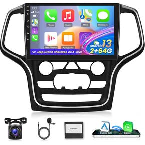 [2+64G] Android Car Radio for Jeep Grand Cherokee 2014-2022 - Wireless Carplay and Android Auto - 10.1 Inch Touchscreen Car Stereo with Multiple UI Themes/GPS/WiFi/SWC + AHD Backup Camera