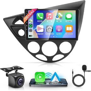 Wireless Carplay Radio for Ford Focus 1998-2006, Rimoody Android 13 Car Stereo 9 Inch Touchscreen Android Auto GPS Navigation Bluetooth FM EQ WiFi USB + AHD Backup Camera