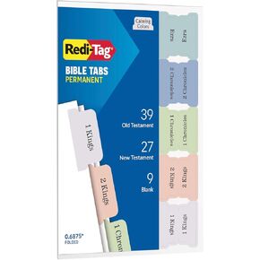 Redi-Tag Bible Tabs, Bible Tabs for Men and Women, Printed and Customizable Bible Labels, Bible Annotation Kit, Pastel Colors, 75 Pack (1002456)