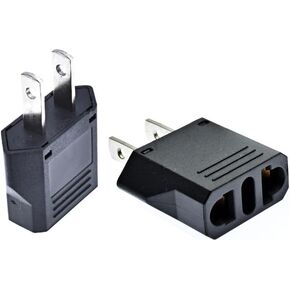 European to US Plug Adapter, EU to US Plug Adapter, Europe to USA Plug Adaptor, 220V to 110V Plug Pin Converter, Travel Adapters European to American, Canada, Mexico, Type A, 2-Pack BLACK (2pcs Black)