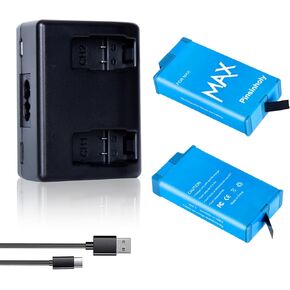 Upgraded 2Pack Batteries Compatible with GoPro Max 360 Camera ACBAT-011 Battery, and 2-Channel USB Charger Compatible with GoPro Max 360 ACDBD-001, ACBAT-001 Battery