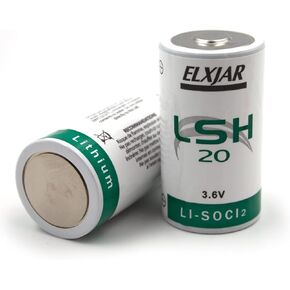 (2-Pack) 3.6V 13Ah LSH20 D Size Lithium Thionyl Chloride Battery, Raised Positive and Flat Negative